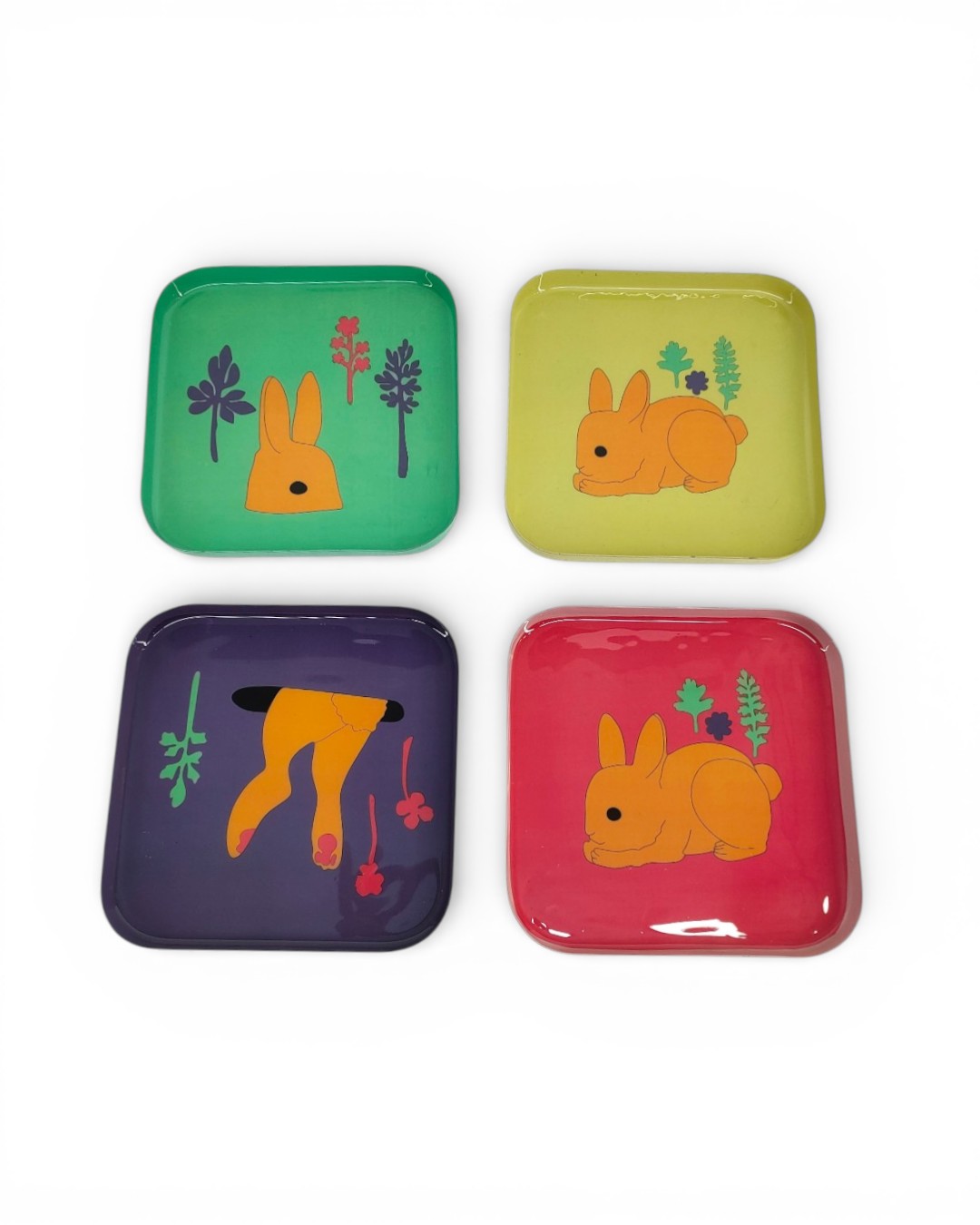 Easter joy bunny garden square trays set of 4
