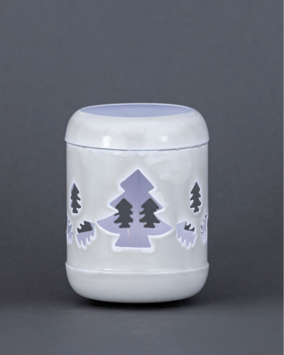Festive Christmas Tree Ceramic Votive – Glossy White