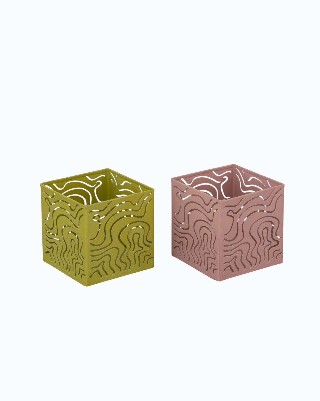 Pastel Cube Perforated Votive Set