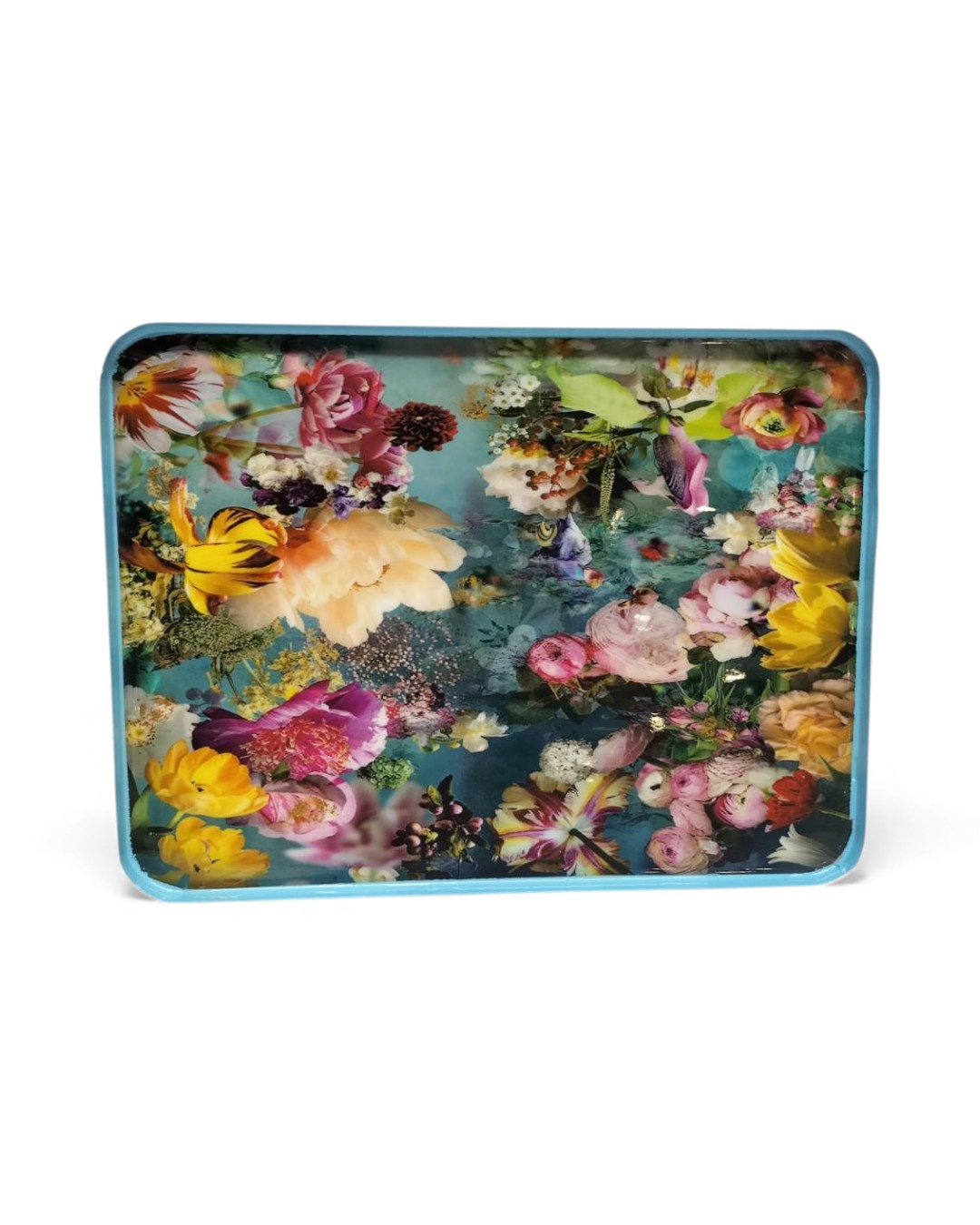 Rectangular Tray with Vivid Abstract Floral Print