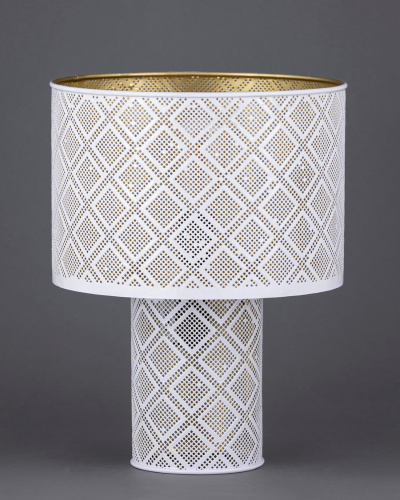 Geometric Lattice Cutwork Lamp – White