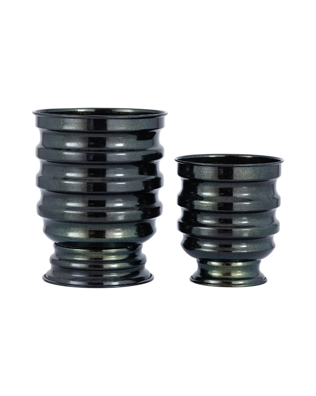 Tiered Ring Metallic Pedestal Planters