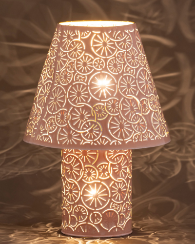 Pink Floral-Circle Cutwork Table Lamp