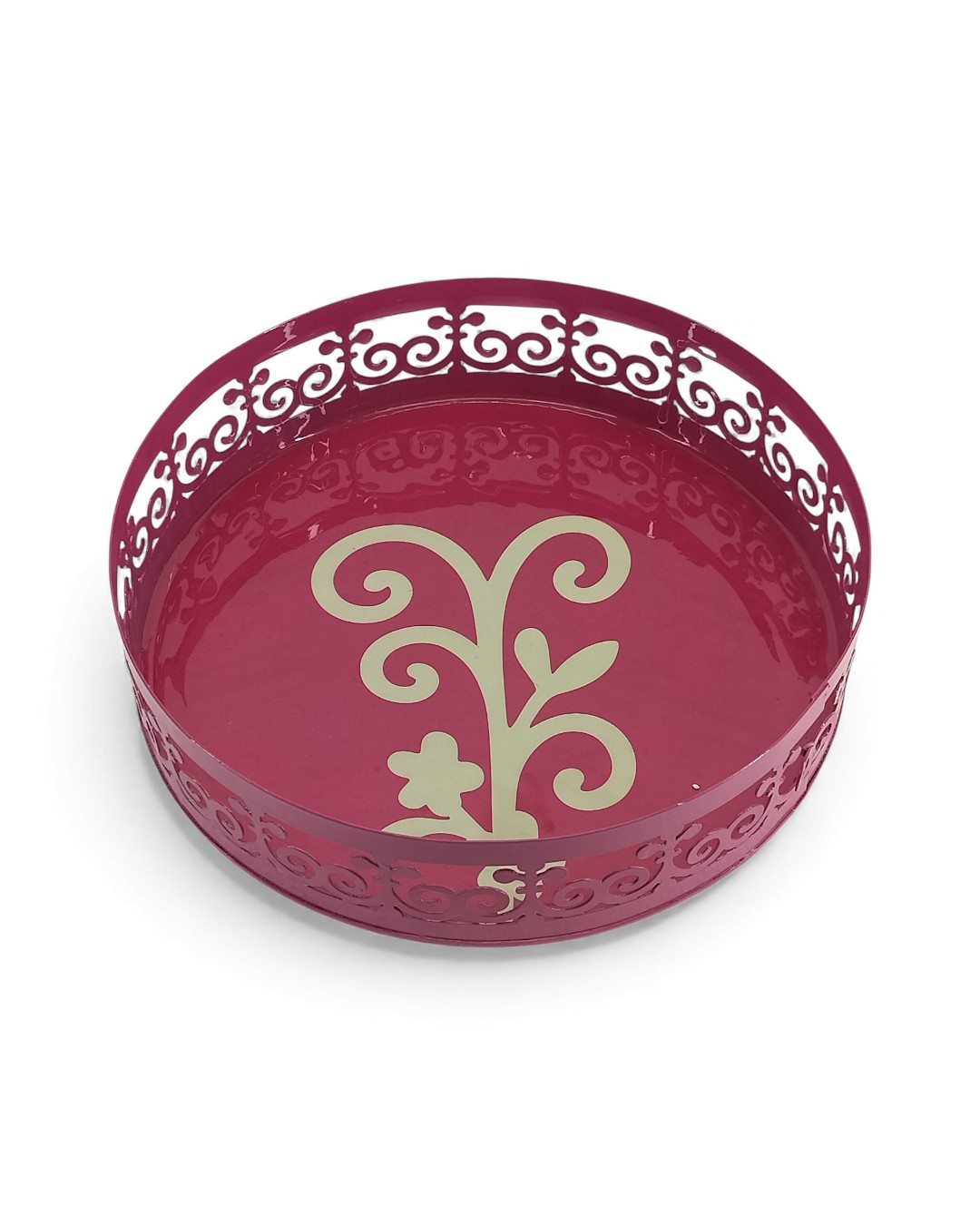Scrollwoek Raspberry Pink Fuchsia Pierced Basket/Tray
