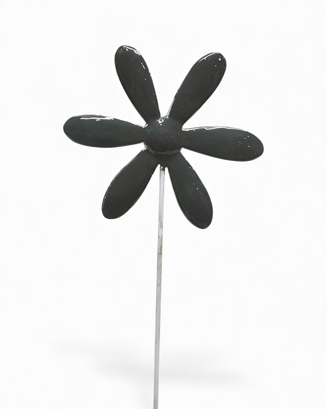 Glossy Deep Olive Flower Stake, 6-Petal Design