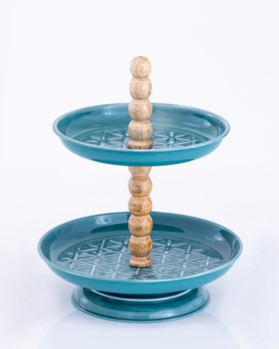 Teal Geometry Two-Tier Stand