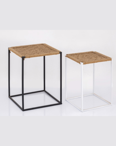 Handcrafted Square Jute Stool Set